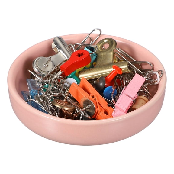 Uxcell Round Paper Clip Holders, 1 Pcs Ceramic Clip Dispenser Organizer Desk Organizer Accessories for Office Desktop Decor Bobby Pin Binder Paper Clamp, Pink