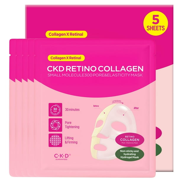 Mascarilla facial CKD Retino, hidrogel potenciador de colágeno, 5 unidades