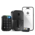 thumbnail image 1 of Yale Security Deadbolt Lock 2 Touch, cerradura de puerta de entrada inteligente sin llave de gamuza negra con teclado táctil conectado Wi-Fi y escáner de huellas dactilares, YRD450-F-WF1-BSP, 1 of 5