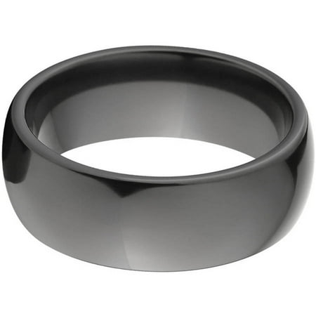 8mm Half-Round Black Zirconium Ring with a High-Polished Finish