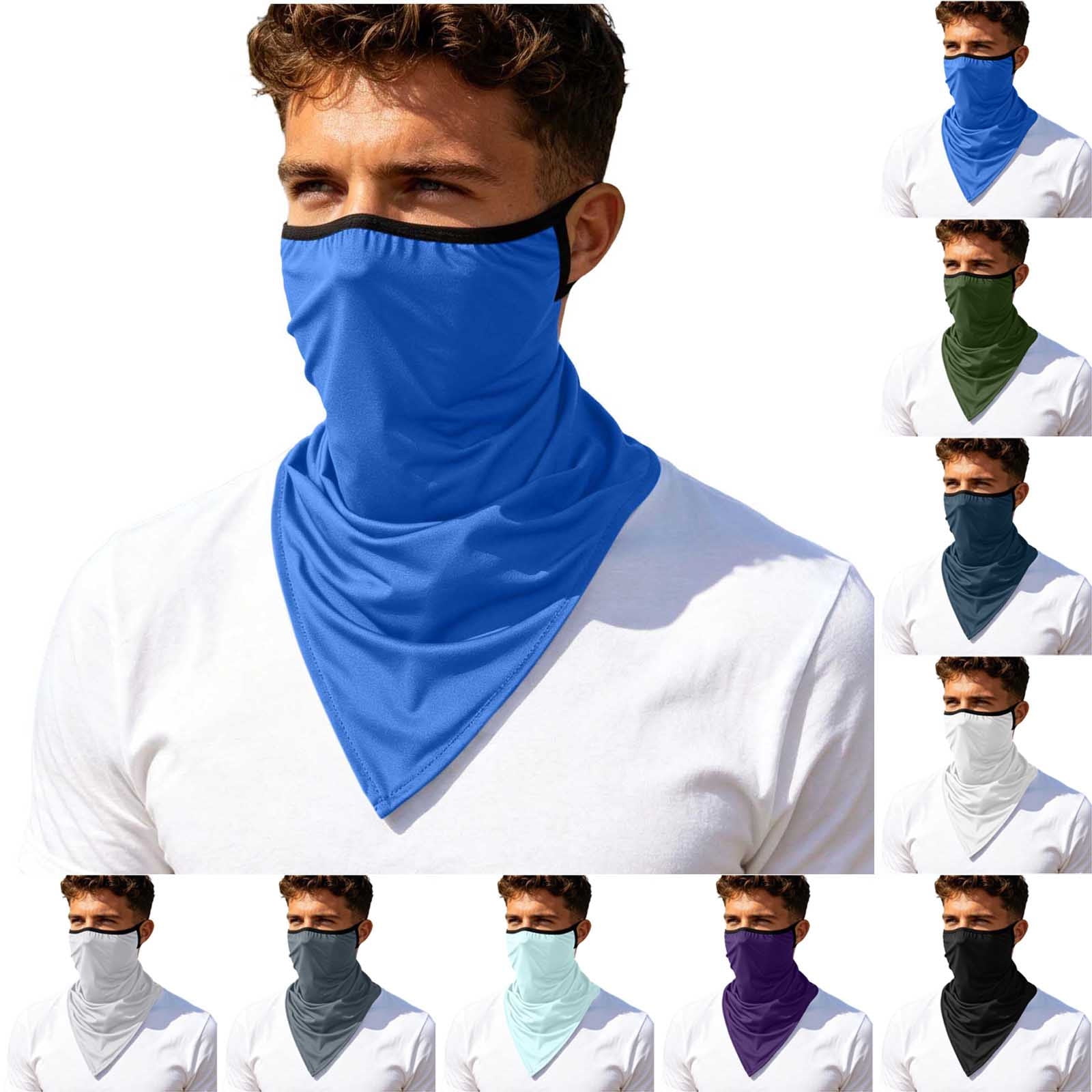 QSAWXQZ Men s Neck Gaiter Ear Loop Face Cover Breathable Scarf Lightweight Outdoor Sun Mask Free Size