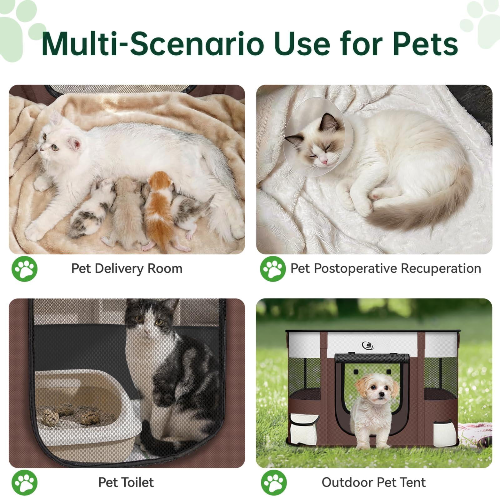 Dog Playpen Cat Pet Puppy Pen Portable Playpens For Dogs Indoor Outdoor Travel Camping Use Foldable Kennel Tent Crate Rabbit Small Animals With Carrying Case (brown  Small)