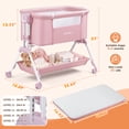thumbnail image 3 of Babyeap 3-in-1 Baby Bassinet, Adjustable Bedside Sleeper with Gentle Rocking Motion, Storage Basket and Wheels for Infants, Pink, 3 of 11