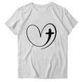 thumbnail image 4 of Elvqul Crew Neck T-Shirts Women Cotton Short Sleeve Fashion Plus Size Print Tops White Pullover T-Shirts, 4 of 4