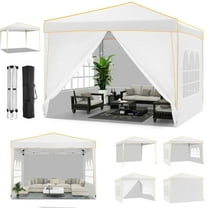 HOTEEL Pop up Canopy Tent 10x10 Commercial Instant Canopy with 4 Sidewalls & Carry Bag,Portable Tent for Parties Beach Camping Party Event Shelter Sun Shade,White