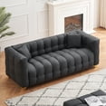 thumbnail image 3 of Aukfa 80" Modern Comfy Sofa, Deep Tufted Couch for Living Room, 2 Pillows, Leathaire, Black, 3 of 10