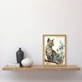 thumbnail image 2 of Savannah Cat and Wildflowers Modern Watercolour and Ink Illustration Artwork Framed Wall Art Print A4, 2 of 4