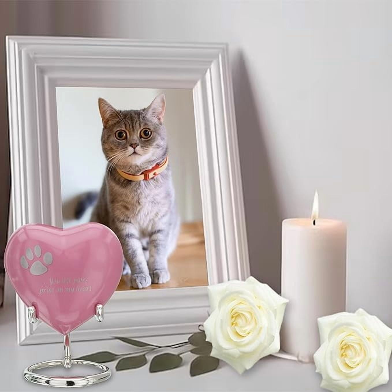 Keepsake Company Pink Heart Urn with Paw Print – Small Pet Cremation Keepsake Urn – Mini Decorative Urn for Ashes (3 Inches Wide)