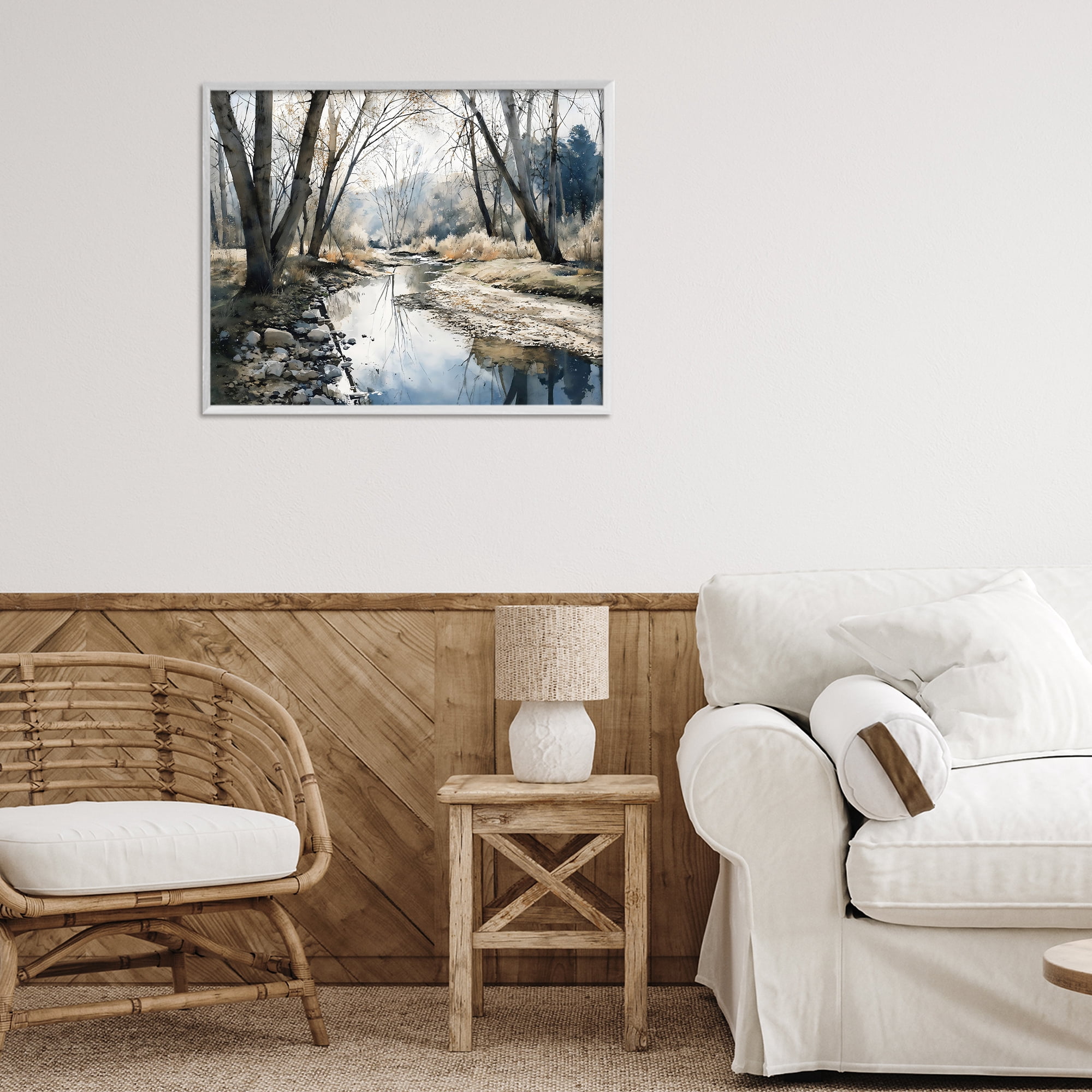 Stupell Industries Serene Reflections at Autumn Creek White Framed Giclee Art, design by Franklyn Gregory