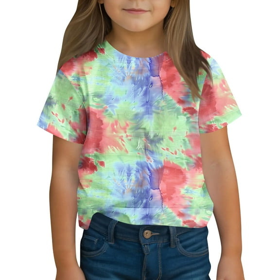 Cute Summer Tops Size 3-14 Years for Children Boys and Girls Short Sleeve Crew Neck Printed Summer Saving Clerance Kids' Sports Breathable Tops Multicolor