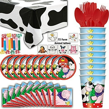 Barnyard Farm Animal Party Supplies 8 Guest Plates Cups