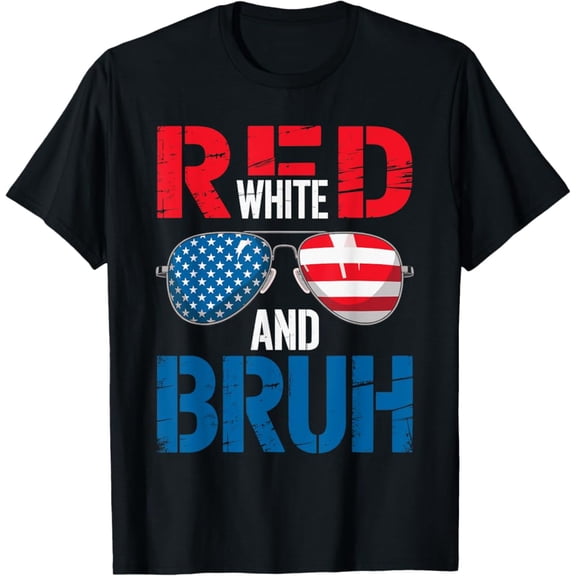Hot Trending T-Shirt With Red White And Bruh Patriotic 4Th Of July American Flag T-Shirt Design Preview Only