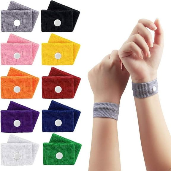 Casewin 10 Pairs Morning Sickness Relief Bands, Nausea Relief Bracelets for Pregnant Women, Motion Sickness Bands for Adults and KidsRandom Color