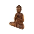 thumbnail image 3 of Wooden Serene Sitting Buddha "Anjali Mudra" Statue Handmade Meditating Sculpture Figurine Home Decor Accent Handcrafted Art Modern Oriental Decor Size: 16" tall x 12" wide x 6" deep, 3 of 5
