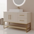 thumbnail image 6 of 47.2" Modern Bathroom Vanity with Ceramic Vessel Sink Gold Accent Free Standing Cabinet, 6 of 12