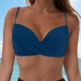 thumbnail image 2 of HCNTES Triangle Bikini Tops for Women Halter String Bathing Suit Tops Sexy Brazilian Black White Swimsuit Top(Blue,S), 2 of 9
