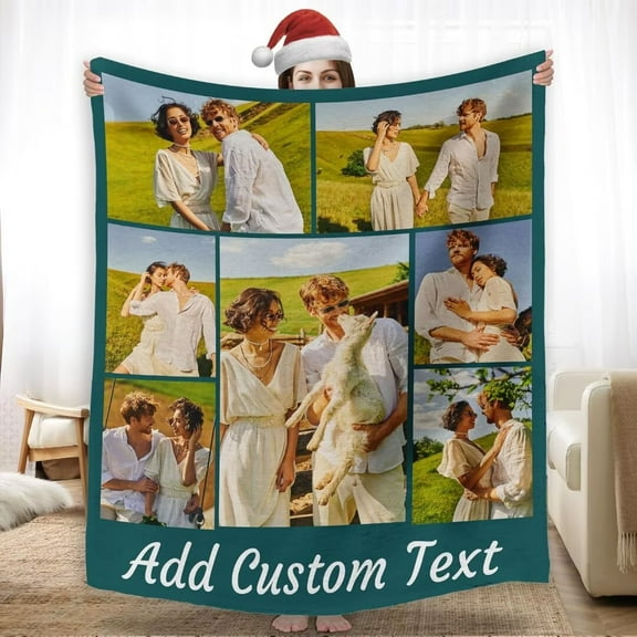 AISENIN Custom Blanket with Photos Collage Text for Adult Kids Women Men,Personalized Picture Throw Blankets Gift for Family Couple Friend Christmas Birthday