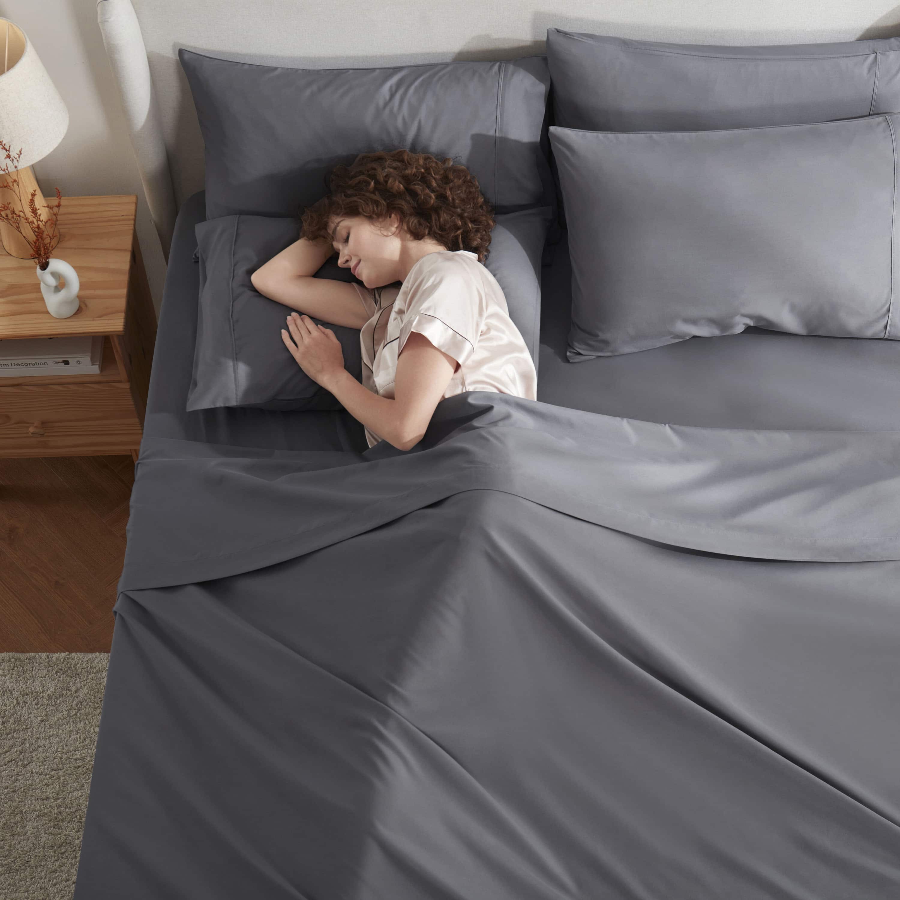 LammaLoe Queen Extra Deep Pocket Sheet Set, 6-Piece, Gray photo 8