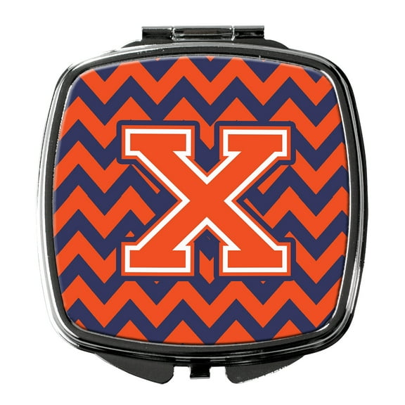 Letter X Chevron Orange and Blue Compact Mirror CJ1042-XSCM