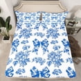 thumbnail image 2 of Homewish Floral Bowtie 4pcs Bed Sheets for Teens Boys Girls,Chic Flowers Blossoms King Sheets,Exotic Style Super Cozy Sheet Set,Lightweight Room Decor, 2 of 7