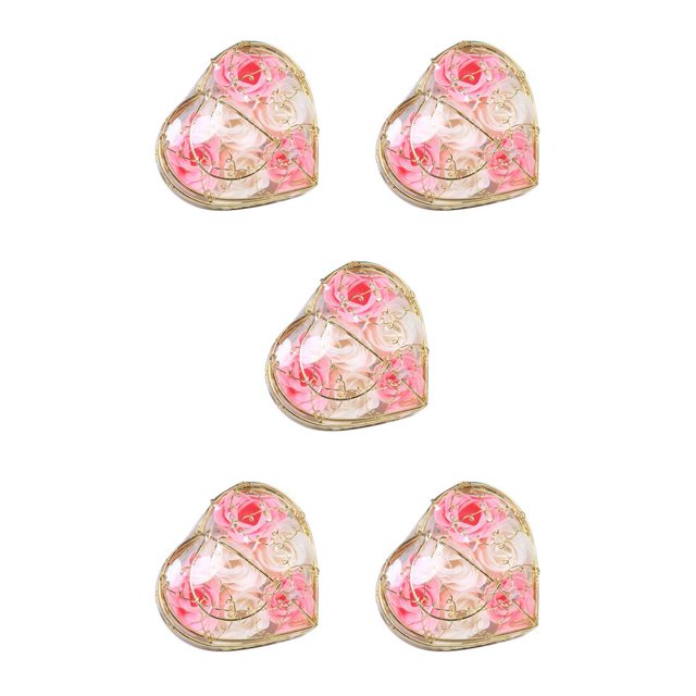 Yuarrent Caja de regalo de flores de jabón rosa, cesta de hierro chapada en oro, 6 rosas artificiales, regalo de boda creativo para el Día de San Type4 NO4 Yuarrent CBP062542