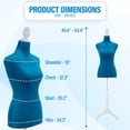 thumbnail image 2 of FDW Dress Form Sewing Mannequin - 50-63" Adjustable w/Wooden Tripod Stand，Blue, 2 of 7