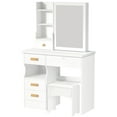 thumbnail image 3 of Vanity Desk with Sliding Mirror, Bedroom Dressing Table, Makeup Table with 5 Drawers & Shelves, Hidden Storage Space, 3 of 8