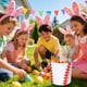 thumbnail image 5 of Cesta de Pascua con forma de conejito | Cubo de tela portátil para niños, ideal para dulces y búsqueda de huevos | Bolsa de regalo plegable de 35 x 25 cm, 5 of 6