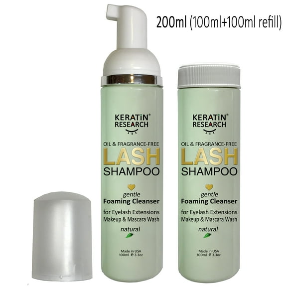 All Natural Eyelid & Eyelash Extension Natural Foaming Shampoo Cleanser. Oil-Free Fragrance-free Wash for Extensions and Natural Lashes Paraben & Sulfate Free Safe Makeup & Mascara wash 200ml