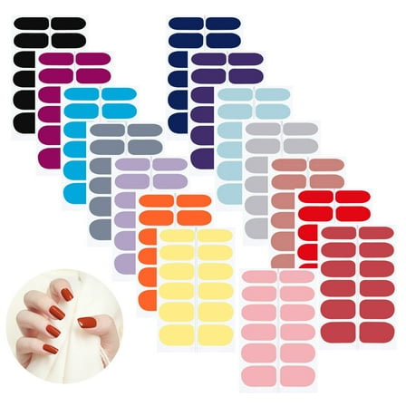 JELLOO Nail Polish Stickers for Women, 15 Sheets Full Wraps Solid Color Nail Polish Strips Adhesive Nail Art Polish Stickers Strips for Manicure