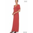 thumbnail image 2 of Zenana Women's Relaxed Fit V-Neck Short Sleeve Full Length Maxi Long Dress w/ Side Pockets, 2 of 3