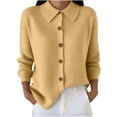 thumbnail image 5 of Sahpxhe Womens Cardigan Sweaters Loose Collared Long Sleeve Button up Knit Cardigan Casual Warm Sweater Coat for Fall Beige XXL, 5 of 6