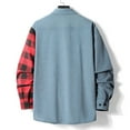 thumbnail image 5 of ZCFZJW Men's Plaid Button Up Blouse Top Patchwork Color Block Long Sleeve Lapel Collared Shirts Lightweight Thin Jacket Shirts with Pockets XXL, 5 of 6