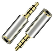 Gold Plated 3.5mm Male to 2.5mm Female Audio Headphone Adapter Headset Converter 3 Ring Jack Plug - Stereo or Mono (2-Pack)