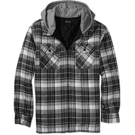 Faded Glory - Faded Glory - Men's Lined Flannel Shirt Jacket with Hood ...