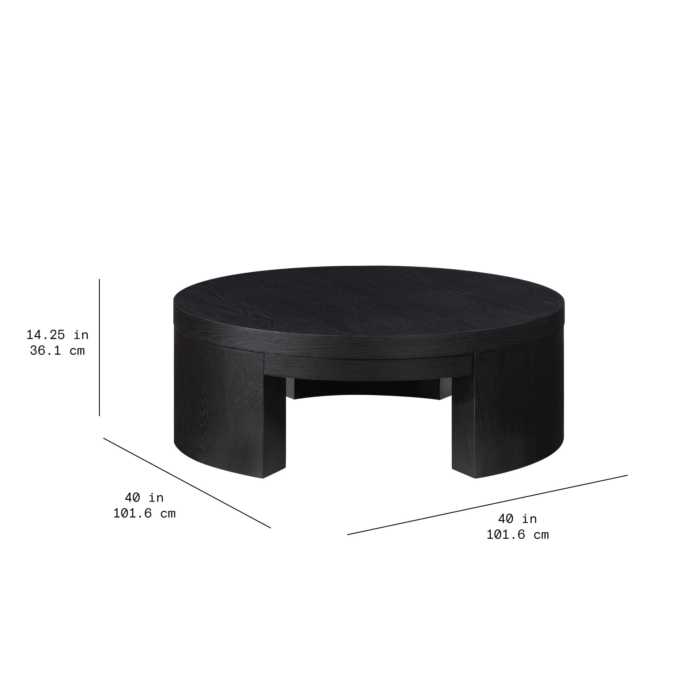 Beautiful Mod Round Coffee Table by Drew Barrymore, Rich Black Finish