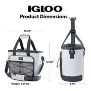 Igloo Marine 28 Can Capacity Soft-Sided Tote Cooler, White and Gray