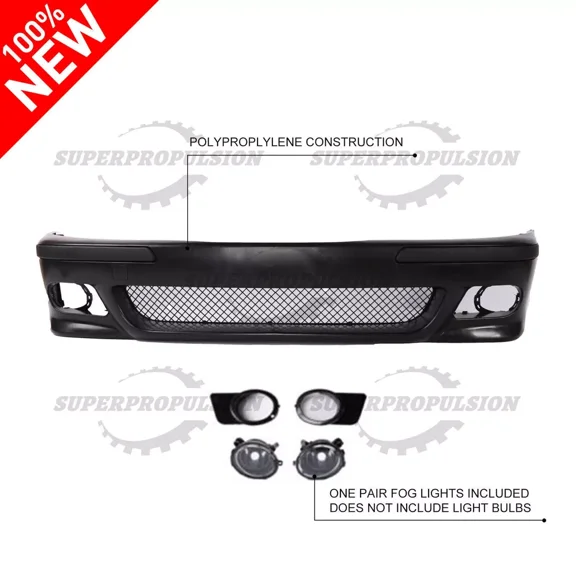 FOR 96-03 BMW E39 5 SERIES M5 STYLE REPLACEMENT FRONT BUMPER BODY KIT FOG LIGHT