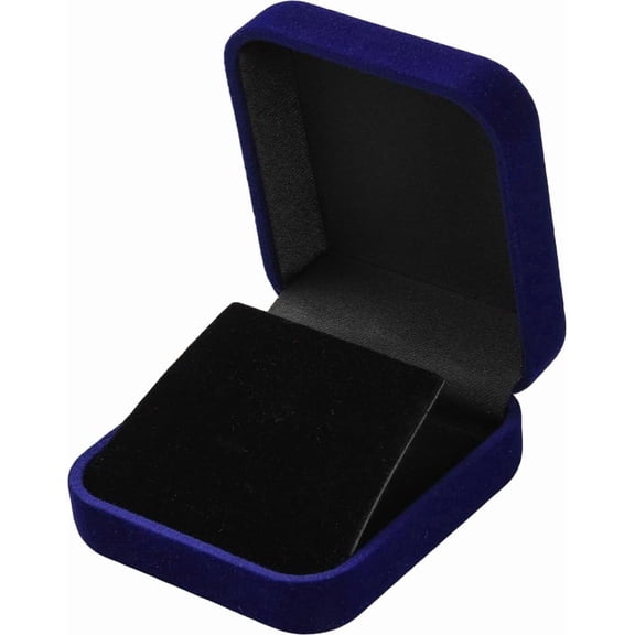 Blue Velvet Jewelry Box Single Necklace Storage Box 2 Inch Small Black Display Case Organizer Pendant Holder for Wedding Engagement Valentine's Day Birthday Gifts Decor Earring Women Adults Gray
