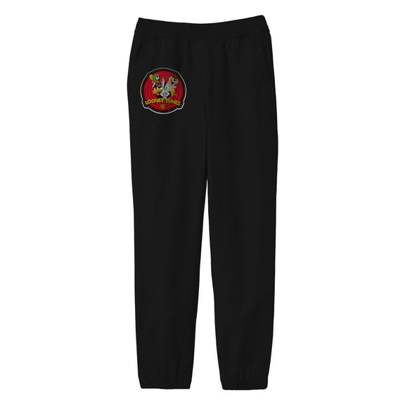 Looney Tunes Badge Youth Black Graphic Sweatpants-Large