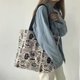 thumbnail image 3 of Bolso de lona de moda con estampado literario, bolso de compras de gran capacidad para mujer, bolso de tela de algodón, bolso de mano sencillo y versátil para ocio, 3 of 5