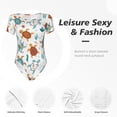 thumbnail image 4 of Salouo Various Turtle for Women's Short Sleeve Bodysuit,Sexy Bodysuits One Piece Round Neck Bodysuit Shapewear Tummy Control-X-Large, 4 of 7