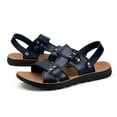thumbnail image 5 of Leozcaa Men's Leather Fashion Sandals Open Toe Slingback Slip-On Beach Sandals Non-Slip Slide Sandals, 5 of 6