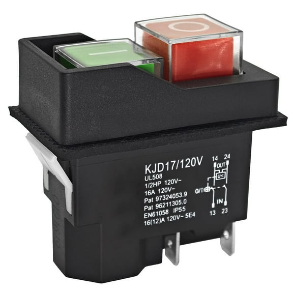 1PCS KJD17 Electromagnetic Pushbutton Switch 4Pin 120V/220V 16A for Garden Tools