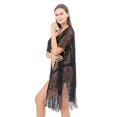 thumbnail image 4 of Lu's Chic Women's Crochet Bikini Cover Up Beach Beachwear Light Sexy Spring Short Sleeve Sheer Lace Cover Up Black One Size, 4 of 4
