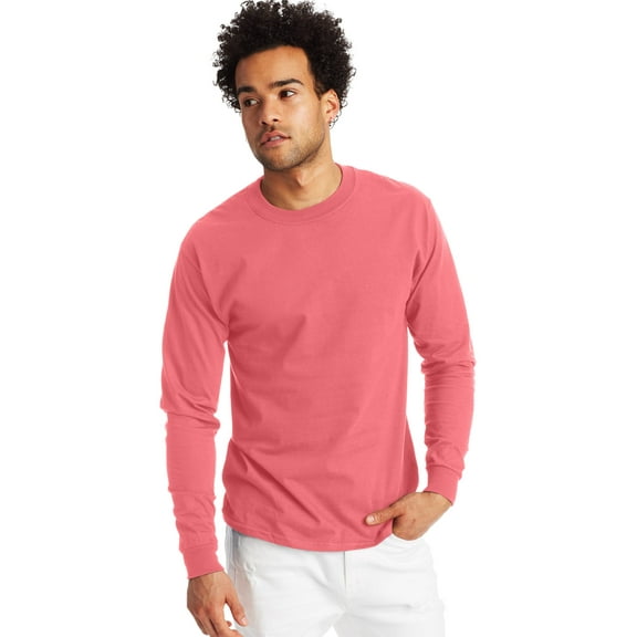 Hanes Beefy-T Unisex Long Sleeve T-Shirt Charisma Coral S