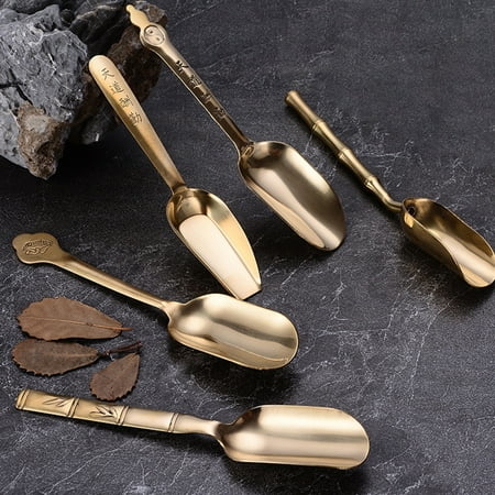 

Yesbay Tea Shovel Glossy Anti-scalding Copper Portable Scooping Sugar Coffee Scoop Teaware Supplies