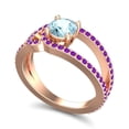 thumbnail image 2 of Diamond-Capitals 2.50 Carat Elegant Round Shape Aquamarine & Amethyst Gemstone Bridal Ring for Ladies Solid 14K Rose Gold Size 11, 2 of 8