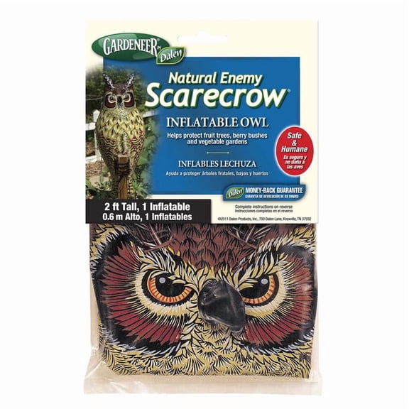Dalen Inflatable Fake Owl Decoy to Scare Birds Away - Efficient Bird and Pest Deterrent – Safely Deters Birds – 2 feet Tall