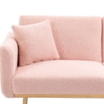 thumbnail image 3 of Luccalily Accent Bed Sofa,Velvet Leisure Sleeper Comfy Sofa Couch with 2 Throw Pillow, Accent Sofa Recliner,with 5 Rose Golden Metal Legs,Mid-Century Modern Velvet loveseat Sofa for Living Room, 3 of 14